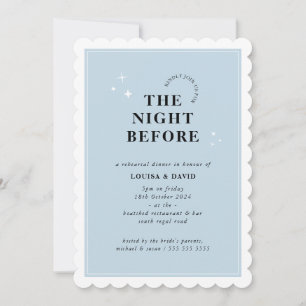 ELEGANT simple stars rehearsal dinner pale blue Invitation