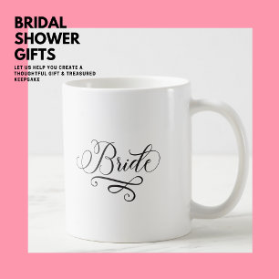 Elegant Simple Stylish Black Calligraphy Bride Coffee Mug