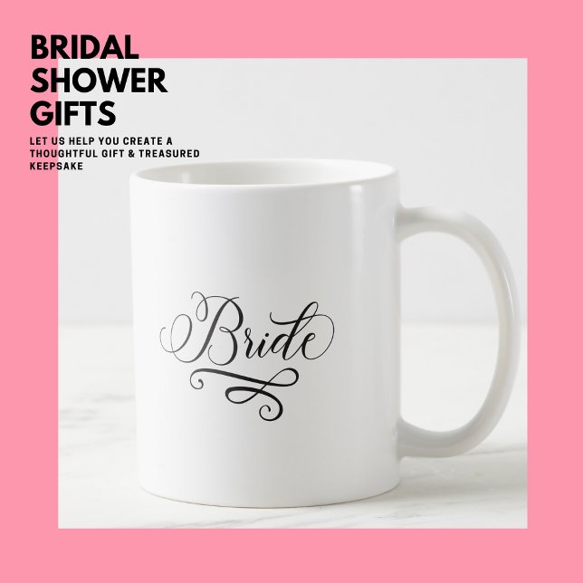 Elegant Simple Stylish Black Calligraphy Bride Coffee Mug (Creator Uploaded)