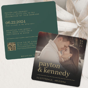 Elegant Simple Stylish Emerald Green Gold Square Invitation