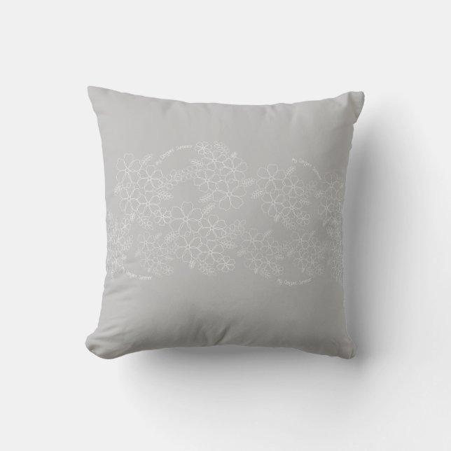 Elegant simple summer flowers pattern cushion (Front)
