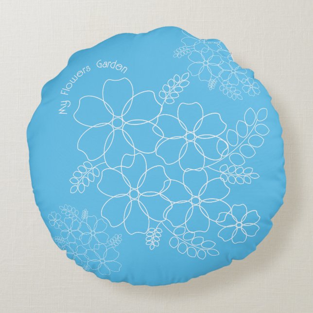 Elegant simple summer flowers pattern round cushion (Back)