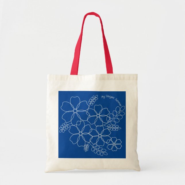 Elegant simple summer flowers pattern tote bag (Front)