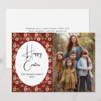 Elegant Simple Sweet spring floral Easter Portrait Holiday Card