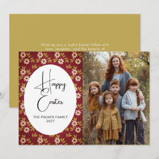 Elegant Simple Sweet spring floral Easter Portrait Holiday Card