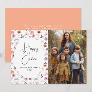 Elegant Simple Sweet spring floral Easter Portrait Holiday Card