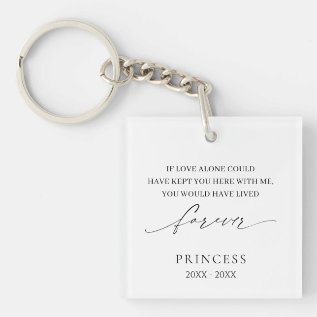 Elegant Simple Sympathy Photo Pet Memorial Key Ring (Front)