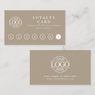 Elegant Simple Taupe Beige Customer Rewards Loyalty Card