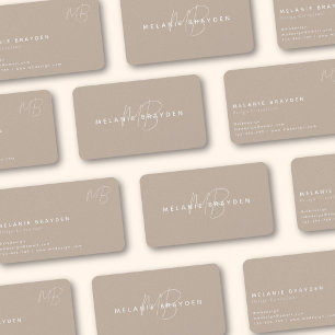 Elegant Simple Taupe Minimalist Two Monogram Business Card