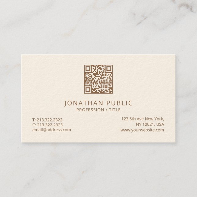 Elegant Simple Template Luxe Signature Cream White Business Card (Front)