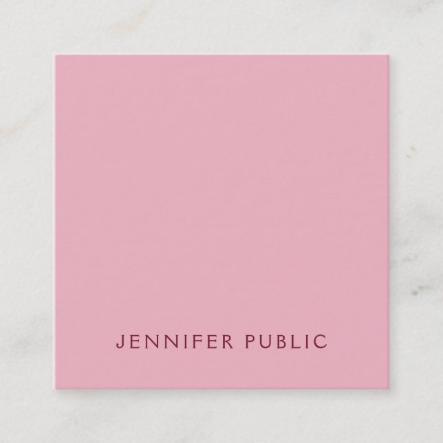 Elegant Simple Template Pale Pink Luxury Modern Square Business Card (Front)