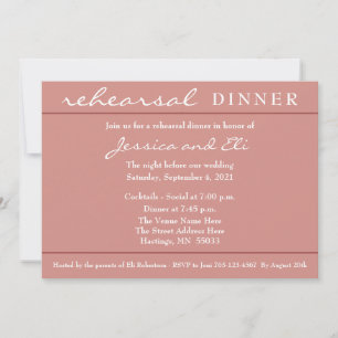 Elegant Simple Terra Cotta Rehearsal Dinner Invitation