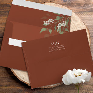 Elegant Simple Terracotta Greenery Foliage  Envelope