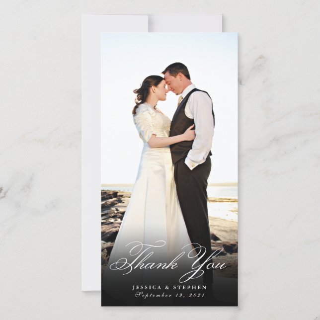 Elegant Simple Thank You 8x4 Vertical Photo Card (Front)