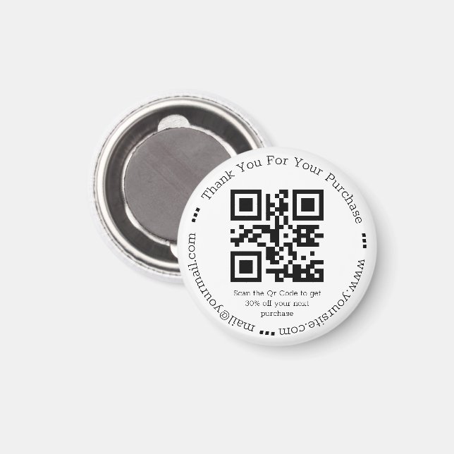 elegant simple thank you business qr code  magnet (Front/Back)