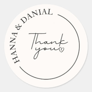 Elegant Simple Thank You Wedding Favour  Classic Round Sticker