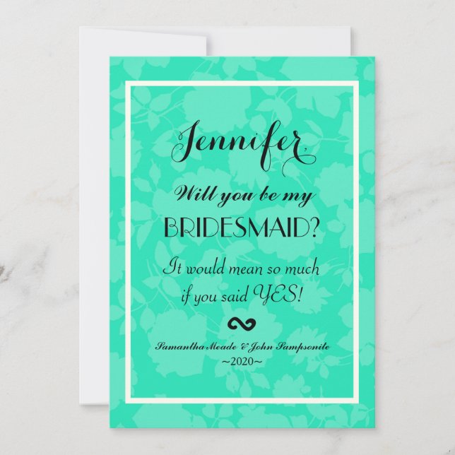 Elegant & Simple Two Tone Teal Floral Pattern Invitation (Front)
