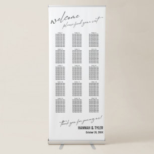 Elegant Simple Typography Seating Chart 150 Names Retractable Banner