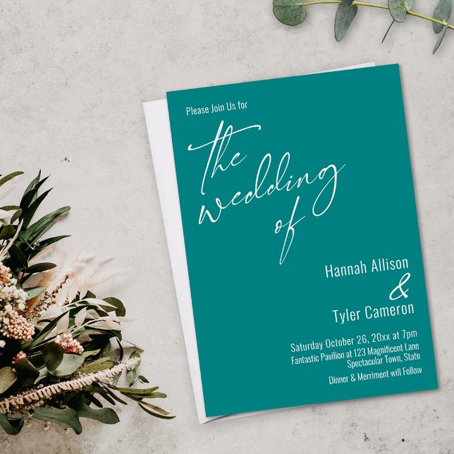 Elegant Simple Typography Teal The Wedding Of Invitation (Creator Uploaded)