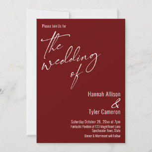 Elegant Simple Typography The Wedding Of Burgundy Invitation