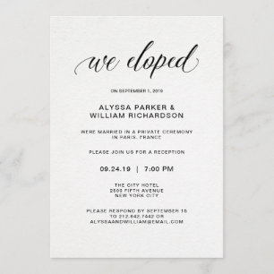 Elegant Simple Typography We Eloped   Reception Invitation
