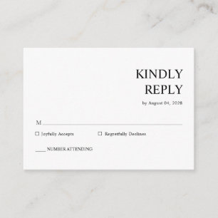 Elegant Simple Typography Wedding RSVP Enclosure Card