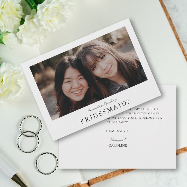 Elegant Simple Vintage Photo Bridesmaid Proposal (Elegant, simple photo bridesmaid proposal for a classy, vintage look)