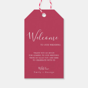 Elegant Simple Viva Magenta Modern Trendy Wedding Gift Tags