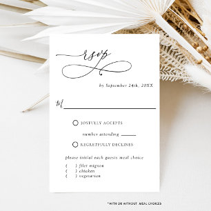 Elegant Simple, W / Without Meals Options Wedding  RSVP Card