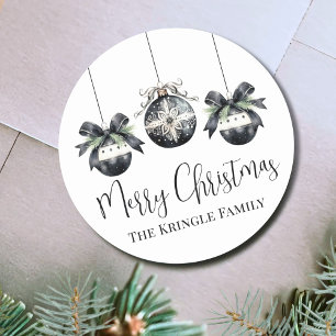 Elegant Simple Watercolor Christmas Classic Round Sticker