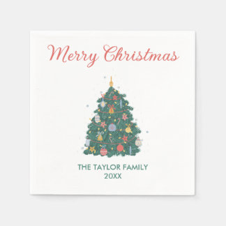 Elegant Simple Watercolor Christmas Tree Ornaments Napkin