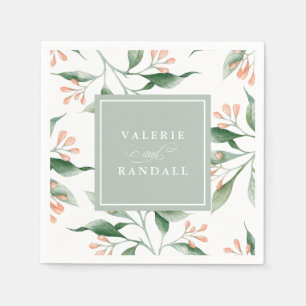 Elegant Simple Watercolor Floral Wedding Napkin