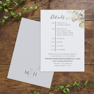 Elegant Simple Watercolor Foliage Details Timeline Enclosure Card