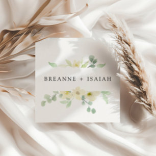 Elegant Simple Watercolor Greenery Wedding  Napkin