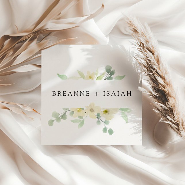 Elegant Simple Watercolor Greenery Wedding  Napkin (Creator Uploaded)
