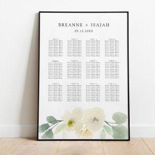 Elegant Simple Watercolor Seating Chart Poster