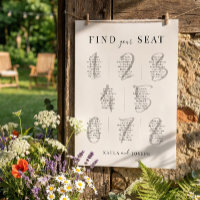 Elegant Simple Wedding 8 Table Seating Chart Sign