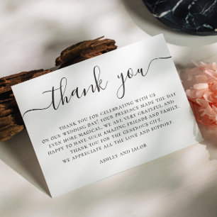 Elegant Simple Wedding Calligraphy Minimalist Thank You Card