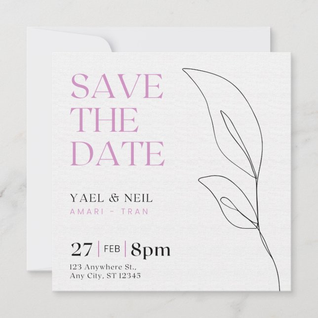 Elegant Simple Wedding Invitation Save The Date (Front)