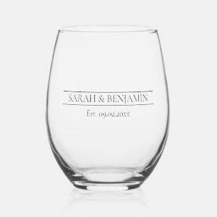 Elegant Simple Wedding Keepsake Gift Stemless Wine Glass