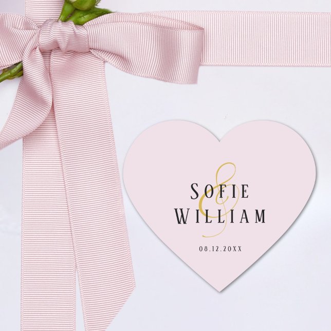 Elegant Simple Wedding Names Date Pink Sticker (Creator Uploaded)