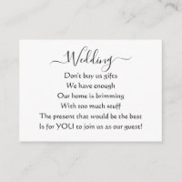 Elegant Simple Wedding No Gifts Poem