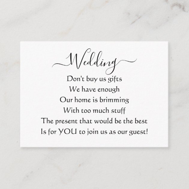 no gifts wedding poem