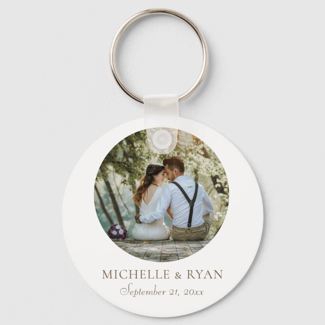 Elegant Simple Wedding Photo Favour  Key Ring (Front)