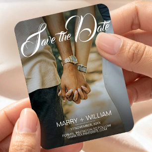 Elegant simple wedding photo save the date magnet