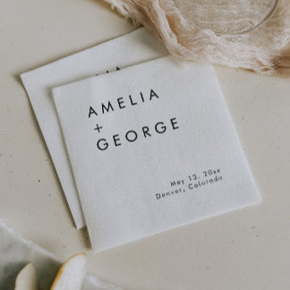 Elegant Simple Wedding Reception Cocktail Napkin