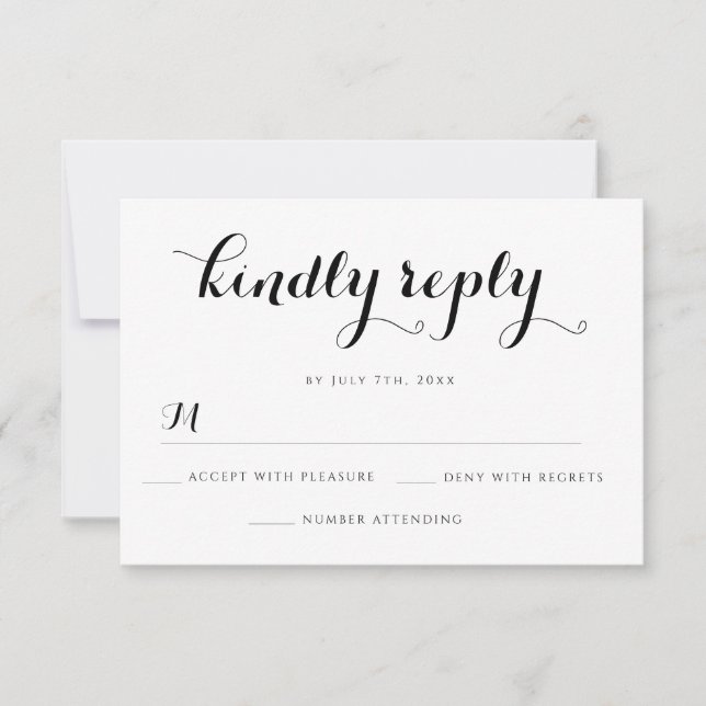 Elegant Simple Wedding RSVP Response Cards (Front)