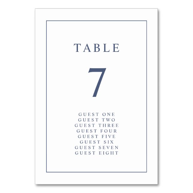 Elegant Simple Wedding Table Number (Front)
