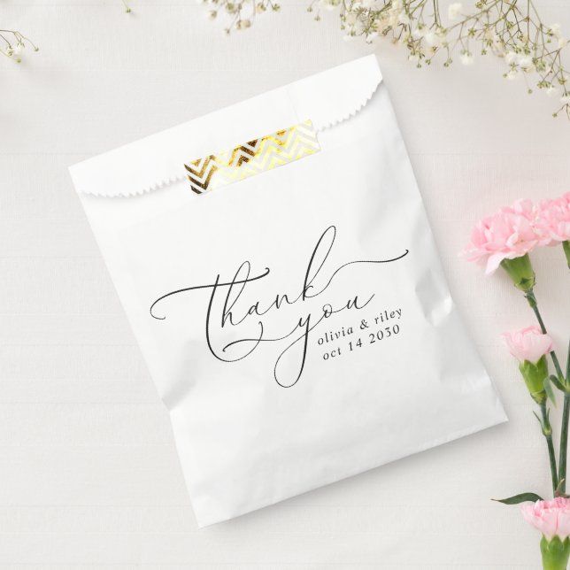 Elegant Simple Wedding Thank You Script  Favour Bags (Sealed)