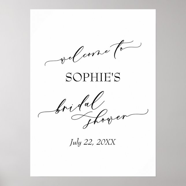 Elegant Simple Welcome to Bridal Shower Poster (Front)